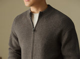 Anti-Pilling Heavy Zipper Knitted Cardigan Stand Collar Pocket Sweater