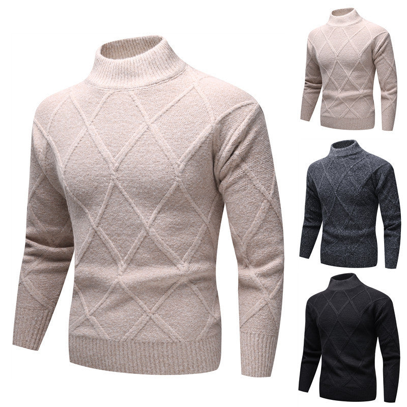 Half Turtleneck Men's Trendy Pattern Long Sleeve Sweater - WOMONA.COM