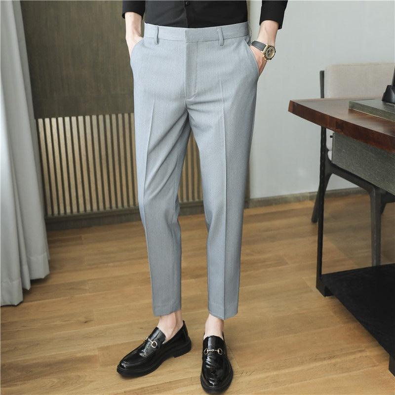 Men's Spring summer Draping Solid Color Casual Suit Pants - WOMONA.COM