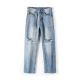 Summer High-grade Ripped Straight Wide-leg Pants - WOMONA.COM