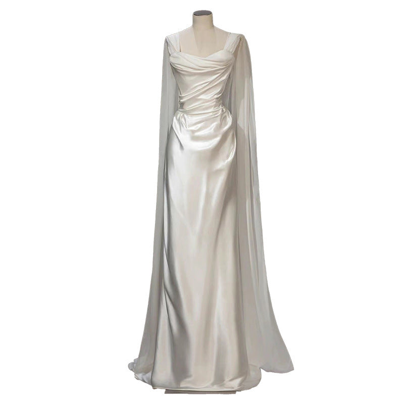 Satin Leichtes Brautkleid Französisch Weiß