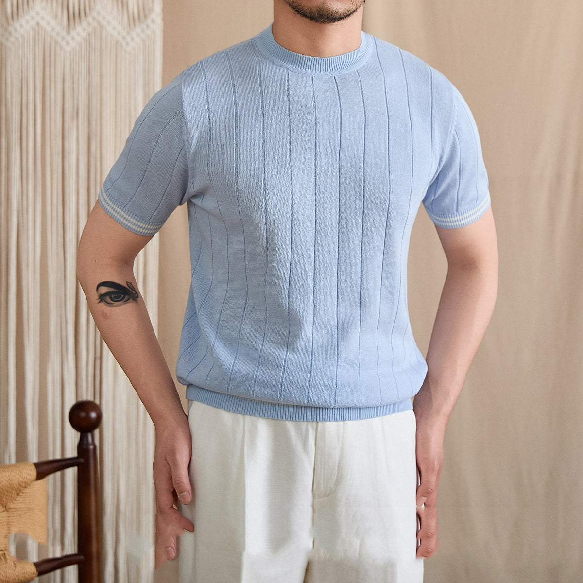Breathable Slim-Fit Preppy-Style T-Shirt For Men