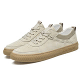 Men Low Top Nubuck Leather Sneakers - WOMONA.COM