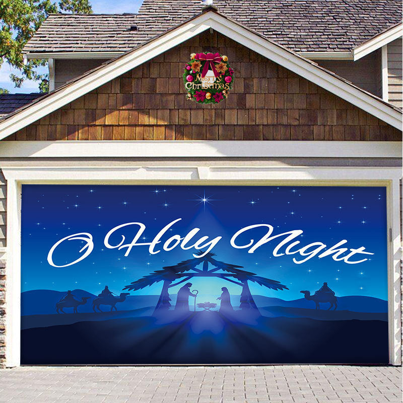 Christmas Background Hanging Cloth Garage Door Patch Holiday Party