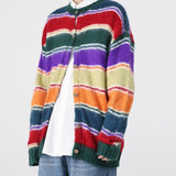 Striped Cardigan Knitted Sweater For Men - WOMONA.COM