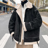 Suede Men's Winter Ins Loose Collar Thick Coat - WOMONA.COM