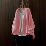 V-neck Long-sleeved Single-breasted Knitted Cardigan Sweater - WOMONA.COM