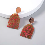 Acrylic Art Graffiti Resin Flower Earrings - WOMONA.COM