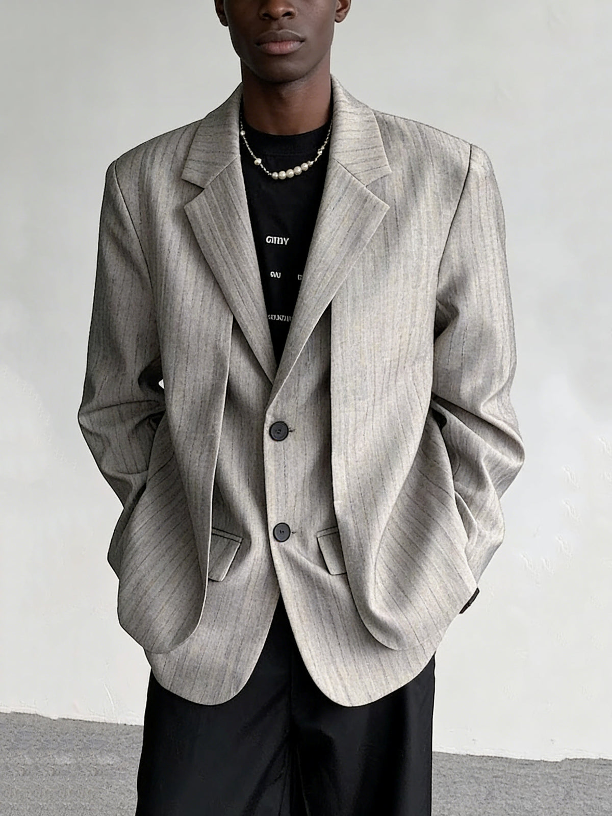 Men's Striped Faux-Layer Blazer – product image 1