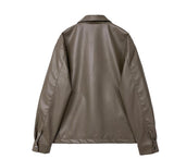 Fashion Solid Color Men's Lapel Leather Jacket - WOMONA.COM