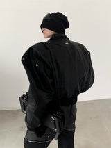 Thickened Short Design Leather Jacket - WOMONA.COM