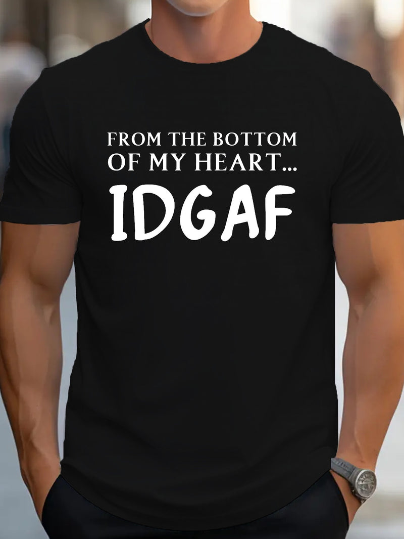 Dieses T-Shirt ist mit dem IDGAF-Logo bedruckt und für Männer geeignet. Es ist ein lässiges Kurzarm-T-Shirt im Frühlings- und Sommer-Streetstyle.