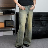 Retro Distressed Wide-leg Jeans For Men - WOMONA.COM