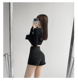 Waist Tummy Denim Shorts Women - WOMONA.COM