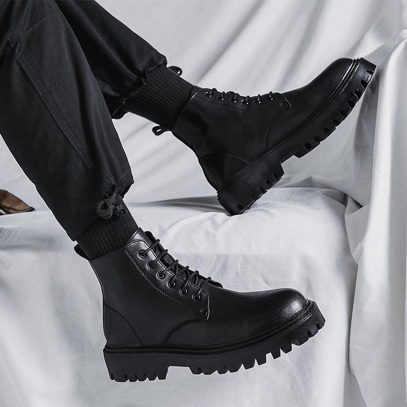 Men's Leather New High-top Boots - WOMONA.COM