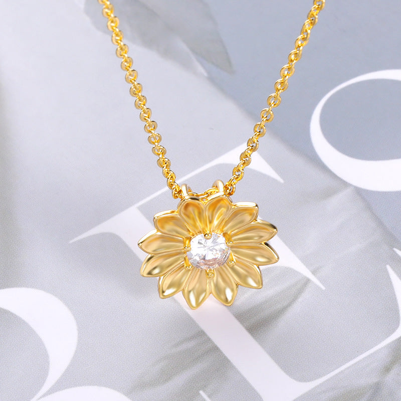 Jewelry Sunflower Zircon Ladies Necklace - WOMONA.COM