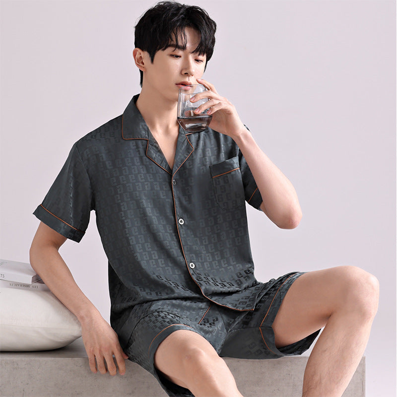 Men's Satin Jacquard Short Pajama Set