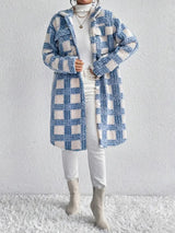 Womens Flap-Pocket Plaid Jacket