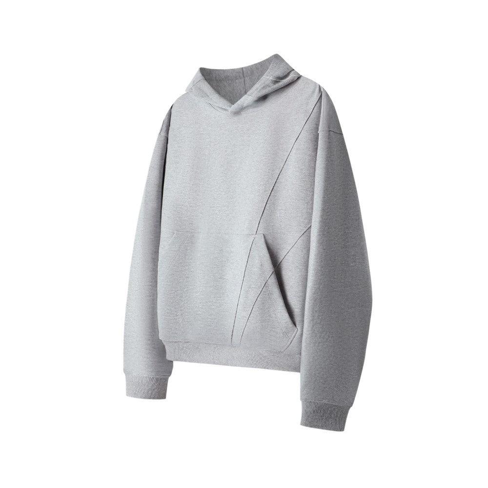 Solid Color Hooded Stitching Thread Sweater - WOMONA.COM