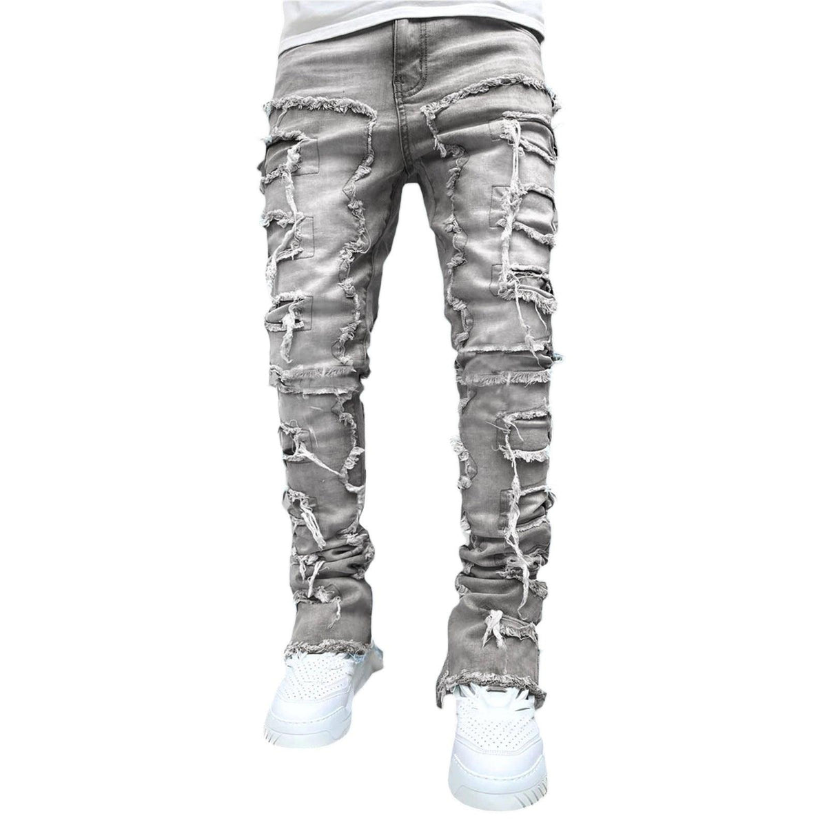 Men Trousers Individual Patched Pants - WOMONA.COM
