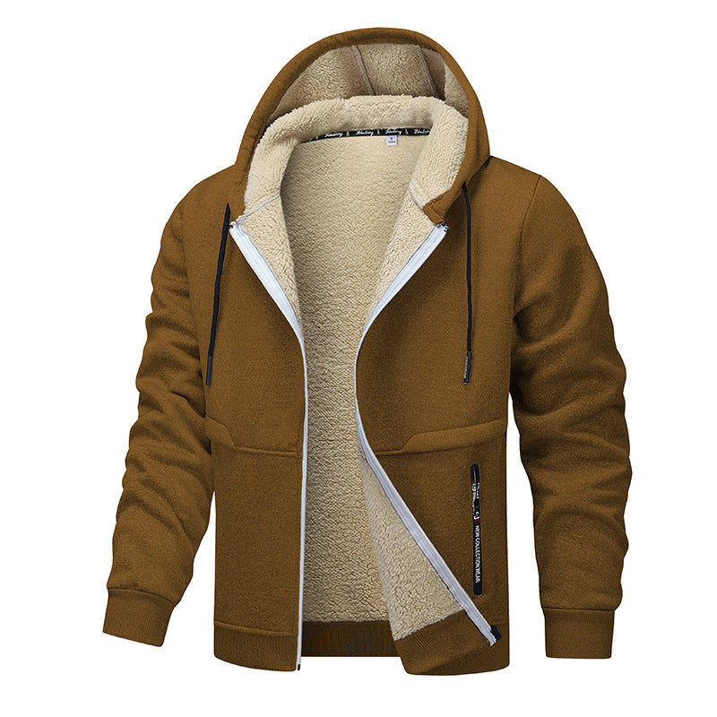 Men's sherpa-style lined zip-up hoodie
