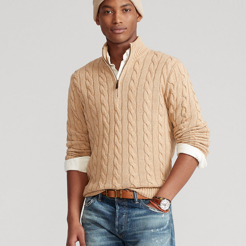 Men's chunky knit turtleneck sweater