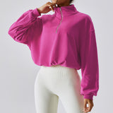 Pullover High Neck Fitness Sports Sweatshirt For Women - WOMONA.COM