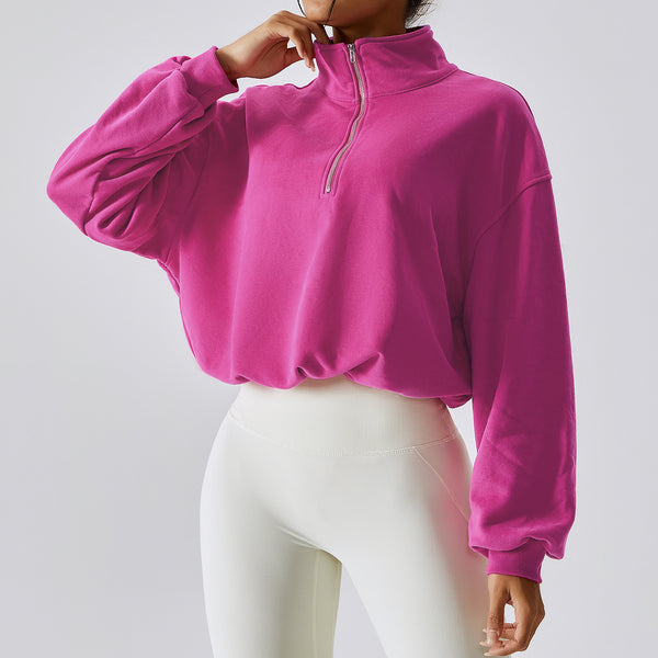 Pullover High Neck Fitness Sports Sweatshirt For Women