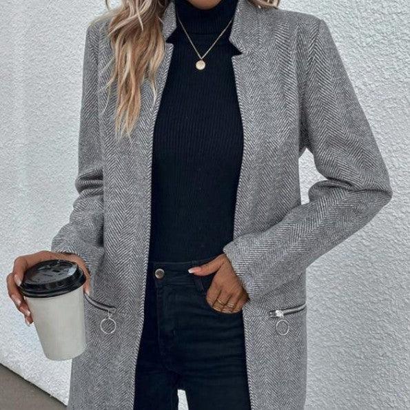 Women's Mid-length Woolen Coat - WOMONA.COM