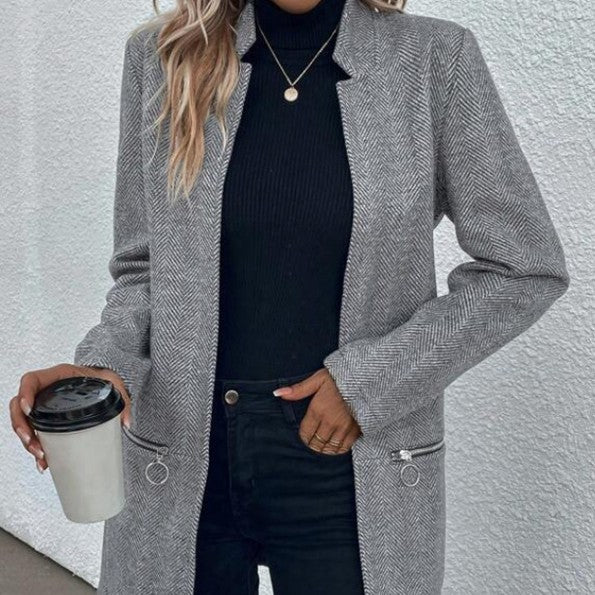 Women's Mid-length Woolen Coat - WOMONA.COM