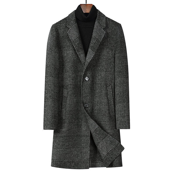 Men's Fashion Plaid Double-sided Woolen Coat - WOMONA.COM