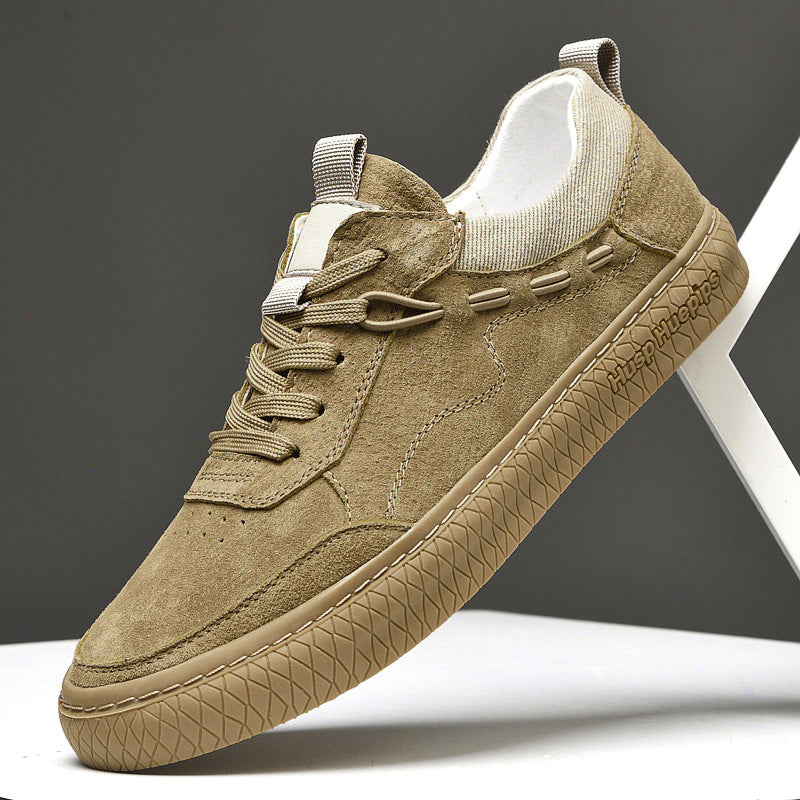 Men Low Top Nubuck Leather Sneakers - WOMONA.COM