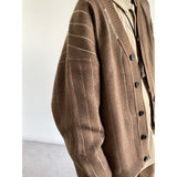 Vertical Striped Cardigan Stand Collar Sweater - WOMONA.COM