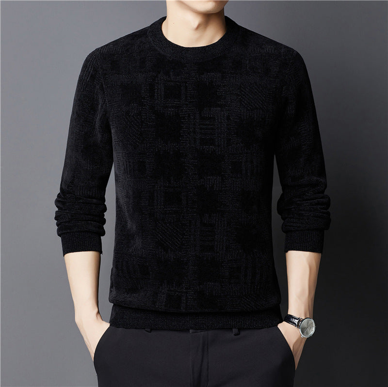 Winter Fleece-lined Chenille Sweater For Men