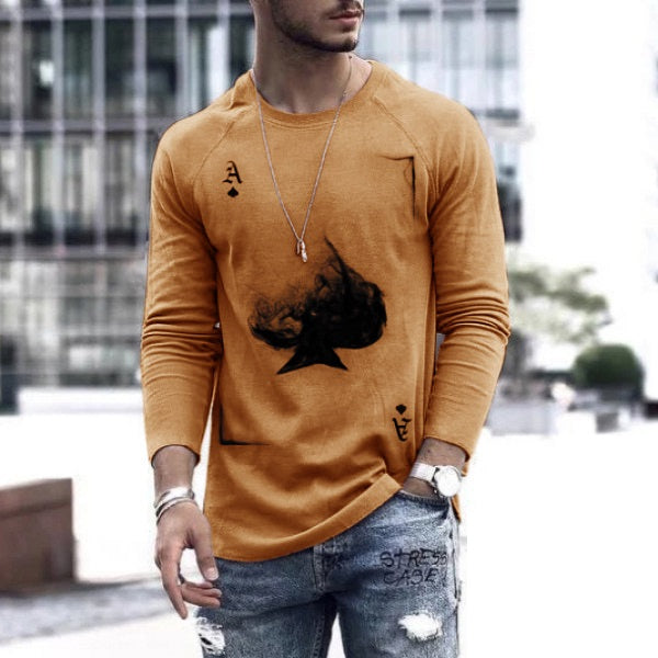 Men's Spring Long-Sleeve Loose Autumn T-Shirts - WOMONA.COM