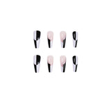 Simple Black And White Color Matching Long Nails Removable Nail Tip - WOMONA.COM