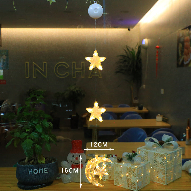 Christmas 3pcs LED Light Star Xmas Tree Hanging Sucker Lamp