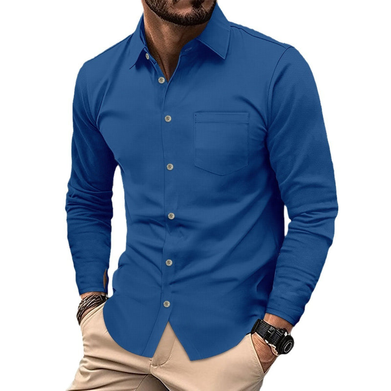 Button Casual Long Sleeve Shirt Top Men - WOMONA.COM