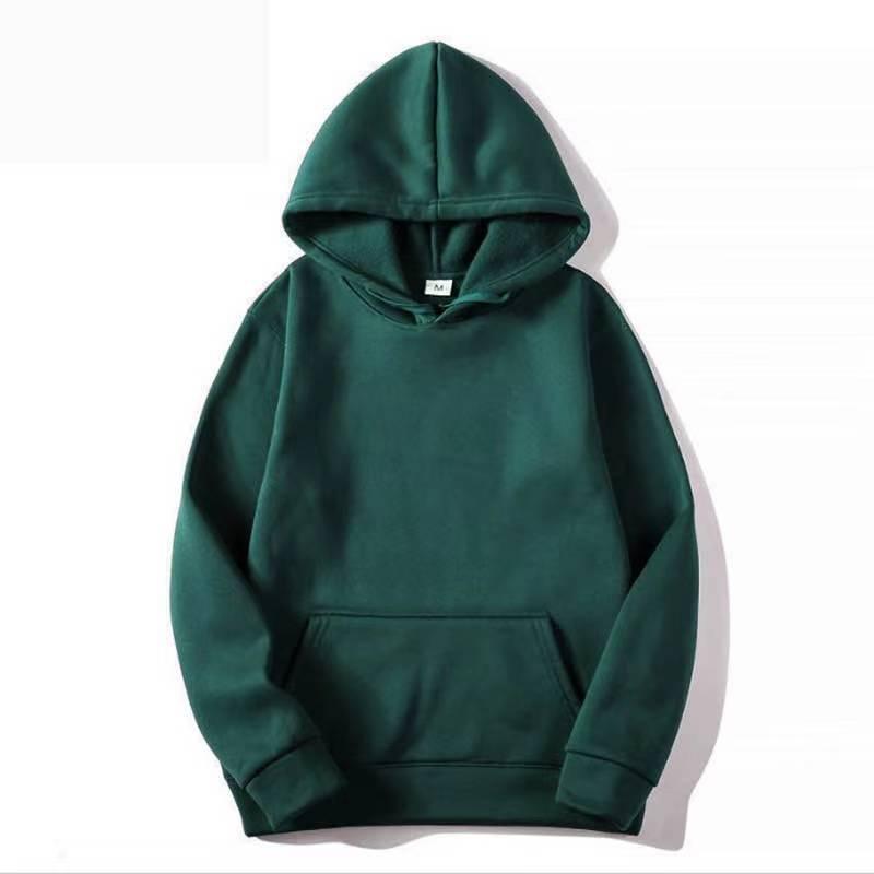Men's Long Sleeve Pullover Hoodie in Dark Green - WOMONA