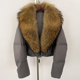 Fox Fur Collar Thick Short Down Jacket Coat