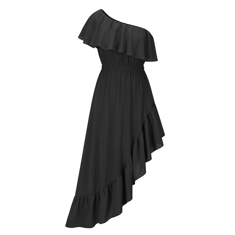 European And American Oblique Shoulder Ruffles Dress Ball - WOMONA.COM