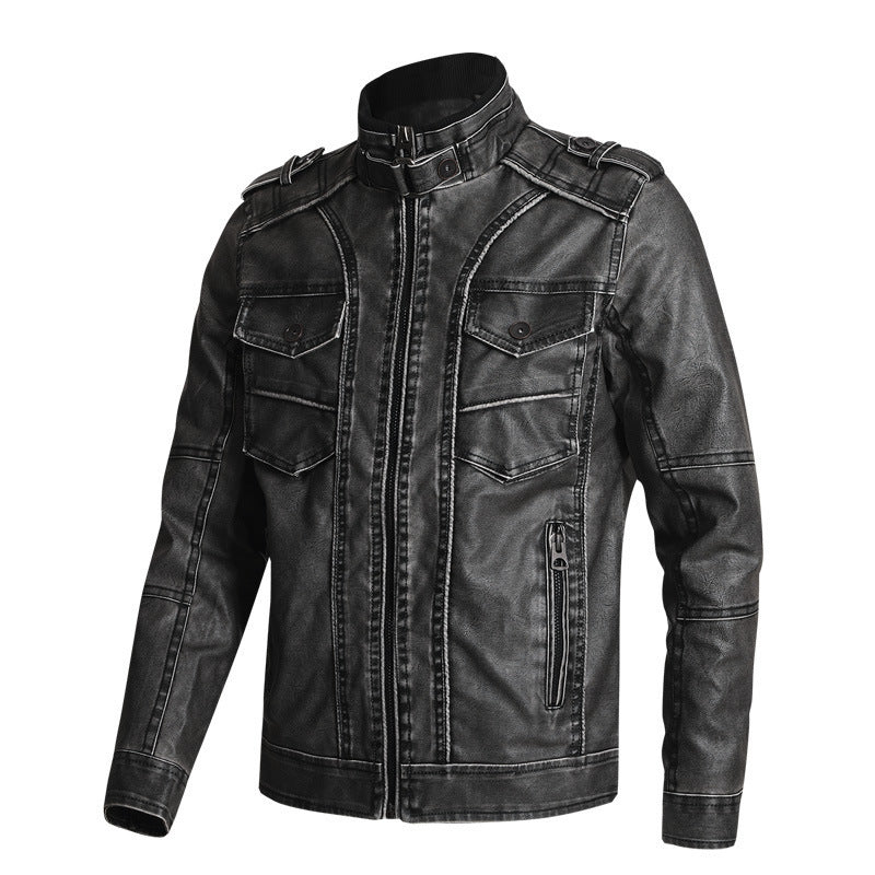 Thick PU Leather Coat Men's Fashion Casual - WOMONA.COM