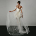 Off-shoulder Light Wedding Dress White Short - WOMONA.COM