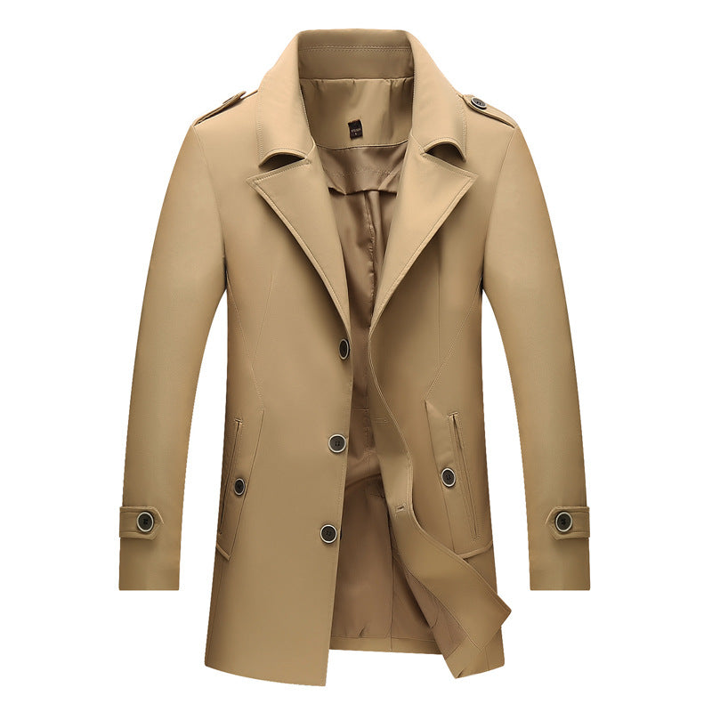 Long Single Breasted Lapel Trench Coat - WOMONA.COM