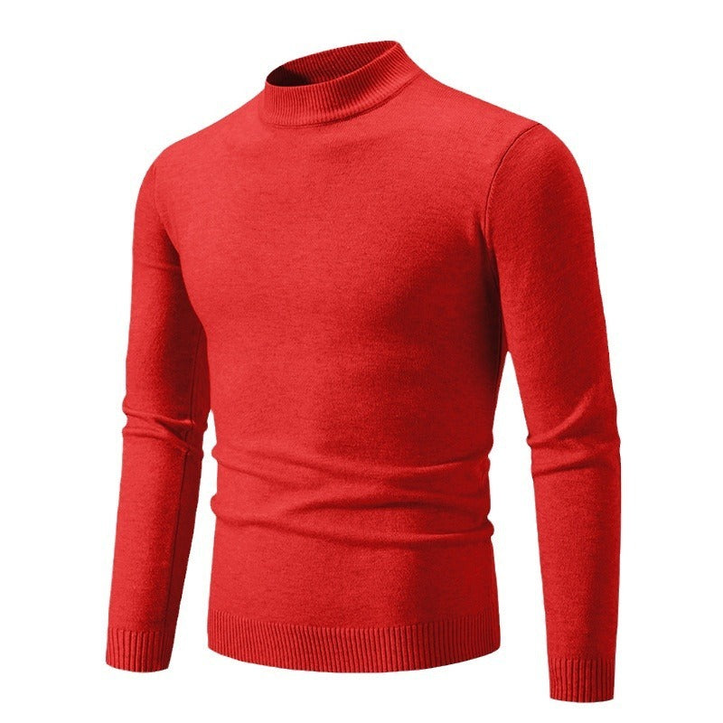 Round Neck Sweater Men's Winter Solid Color Slim Fit