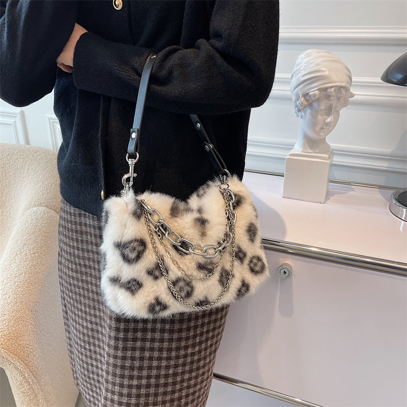 Winter Plush Bags Chain Shoulder Bag Women - WOMONA.COM