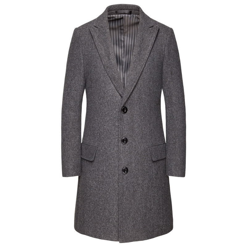 Men's Medium Length Oversized Woolen Coat - WOMONA.COM