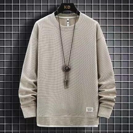Waffle Casual Sports Round Neck Sweater - WOMONA.COM