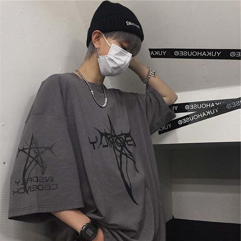 Letter Print Short-sleeve T-shirt Men - WOMONA.COM