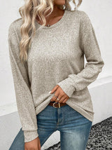 Casual Loose Solid Color Round Neck Sweater - WOMONA.COM